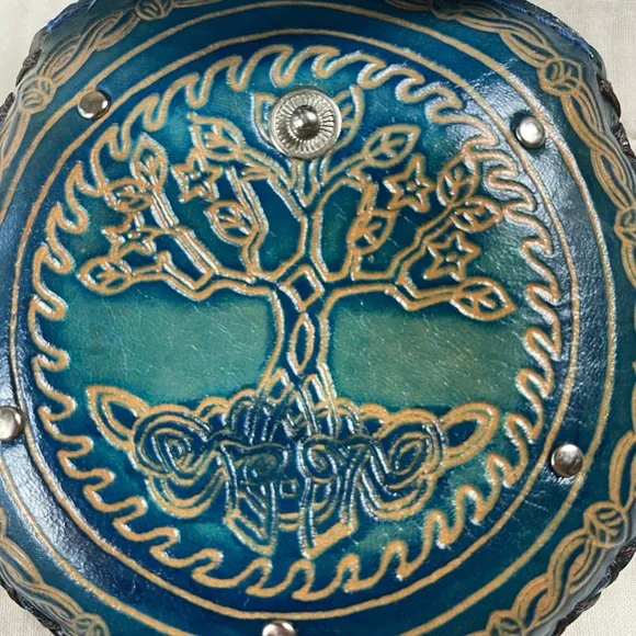 Teal Leather Clutch with Celtic Design - Picture 15 of 15